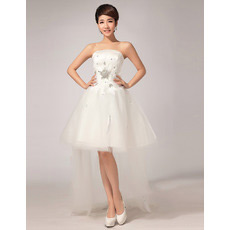 Custom Asymmetric High-Low A-Line Strapless Organza Wedding Dresses