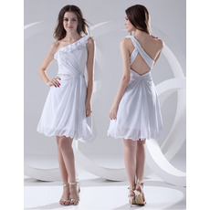 Affordable One Shoulder Chiffon Short Summer Beach Wedding Dresses