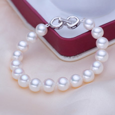 White/ Multicolor 8 - 8.5mm Freshwater Off-Round Bridal Pearl Bracelet