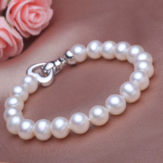 Elegant White 7.5 - 8.5mm Freshwater Off-Round Bridal Pearl Bracelet