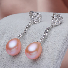 White/ Pink/ Purple 8.5 - 9.5mm Freshwater Drop Pearl Earring Set