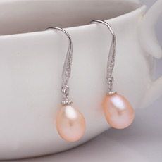 Purple/ Pink/ White 8.5 - 9.5mm Freshwater Drop Pearl Earring Set