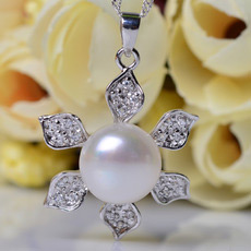 Elegant White Off-Round 11 - 12mm Freshwater Natural Pearl Pendants