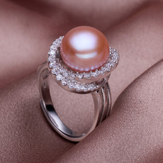 Pink/ White/ Purple 11 - 12mm Freshwater Off-Round Pearl Ring