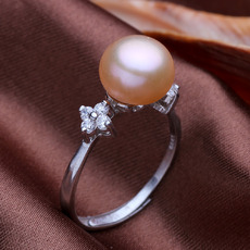 Pink/ White/ Orange 9 - 10mm Freshwater Off-Round Pearl Ring