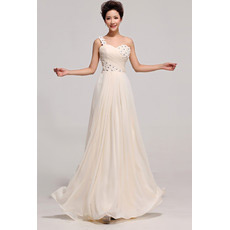 Discount One Shoulder Chiffon Floor Length A-Line Bridesmaid Dresses