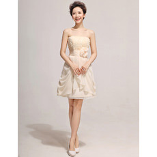 Elegant Short Chiffon Strapless A-Line Bridesmaid Dresses for Spring