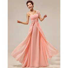 Custom Asymmetric Chiffon Floor Length Sheath Bridesmaid Dresses