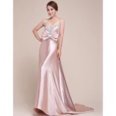 Sexy Formal Satin Sweetheart Sweep Train Sheath Evening/ Prom Dresses