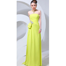 Strapless Chiffon Sheath Long Evening/ Prom Dresses for Spring