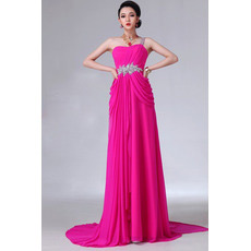 Custom One Shoulder Chiffon Column Long Evening/ Prom Dresses