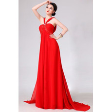 Custom V-Neck Sheath Chiffon Floor Length Evening/ Prom Dresses