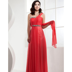 Discount One Shoulder Chiffon Long Sheath Evening/ Prom Dresses