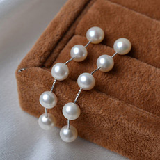 Fashionable White Round 6mm Freshwater Natural Pearl Earring Set