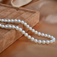 Inexpensive Classic White 6.5 - 7.5mm Freshwater Round Pearl Necklaces