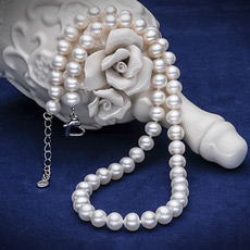 Gorgeous White 7.5 - 8.5mm Freshwater Off-Round Bridal Pearl Necklaces