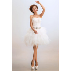 Discount Bubble Skirt Sweetheart Organza Short Beach Wedding Dresses