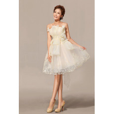 Chic A-Line Strapless Organza Knee Length Beach Wedding Dresses