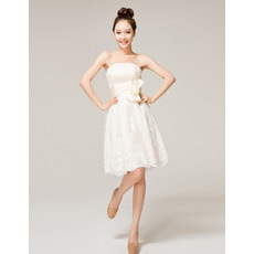 Custom Elegant Lace Strapless A-Line Short Beach Wedding Dresses