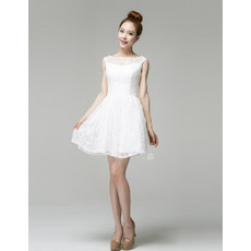 Elegant Informal Lace A-Line Bateau Short Beach Wedding Dresses