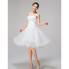 Custom Ruffle A-Line Sweetheart Knee Length Beach Wedding Dresses