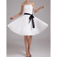 Chiffon A-Line Strapless Knee Length Dresses for Summer Beach Wedding