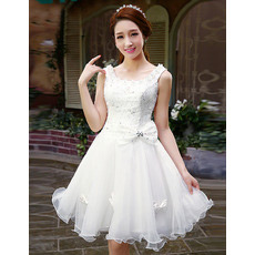 Affordable A-Line Organza Short Reception Wedding Dresses for Summer