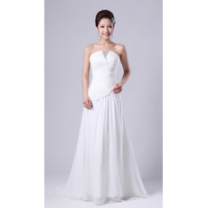 Sexy Chiffon Strapless Sweep Train A-Line Wedding Dresses for Spring