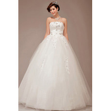 Sexy Ball Gown Strapless Floor Length Organza Wedding Dresses