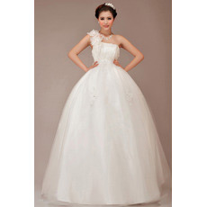 Elegant One Shoulder Ball Gown Floor Length Wedding Dresses