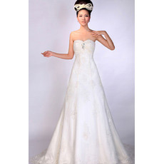 Sexy A-Line Sweetheart Court Train Satin Wedding Dresses for Spring