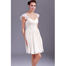 Discount Chiffon Cap Sleeves Sweetheart Short Beach Wedding Dresses