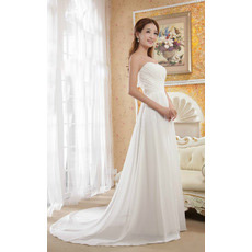 A-Line Chiffon Sweetheart Sweep Train Dresses for Spring Wedding