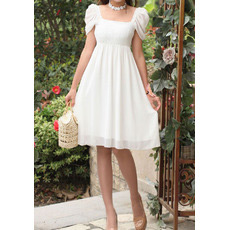 Cap Sleeves Chiffon Empire Short Dresses for Summer Beach Wedding