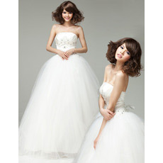 Custom Elegant Strapless A-Line Floor Length Organza Wedding Dresses