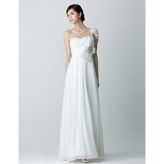 Vintage One Shoulder Chiffon Floor Length Sheath Wedding Dresses