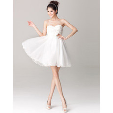 Custom Casual A-Line Sweetheart Organza Short Beach Wedding Dresses