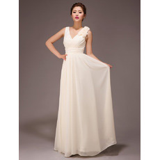 Custom Elegant V-Neck Chiffon Floor Length A-Line Bridesmaid Dresses