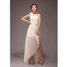 Elegant One Shoulder Asymmetric Chiffon Long Bridesmaid Dresses