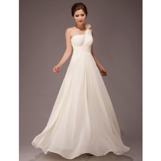One Shoulder A-Line Chiffon Floor Length Bridesmaid Dresses for Summer
