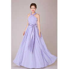 Sexy Formal Halter Chiffon A-Line Floor Length Bridesmaid Dresses