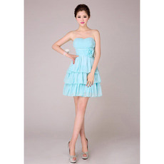 Custom Tiered Skirt Short Chiffon Sweetheart Bridesmaid Dresses