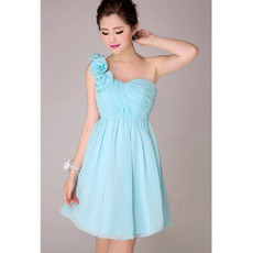 Custom One Shoulder Short Chiffon Empire Bridesmaid Dresses