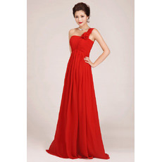 Custom One Shoulder Floor Length Chiffon Empire Bridesmaid Dresses