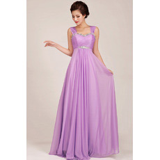 Affordable Chiffon Empire Straps Floor Length Bridesmaid Dresses