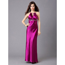 Sexy Halter Column/ Sheath Satin Floor Length Evening Dresses