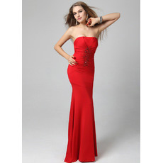 Sexy Mermaid Strapless Ankle Length Satin Evening Dresses