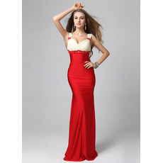 Sheath/ Column Straps Floor Length Satin Evening Dresses for Prom