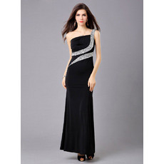 One Shoulder Sheath Satin Ankle Length Evening Dresses for Prom