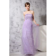 Sheath/ Column Strapless Floor Length Chiffon Evening Dresses for Prom